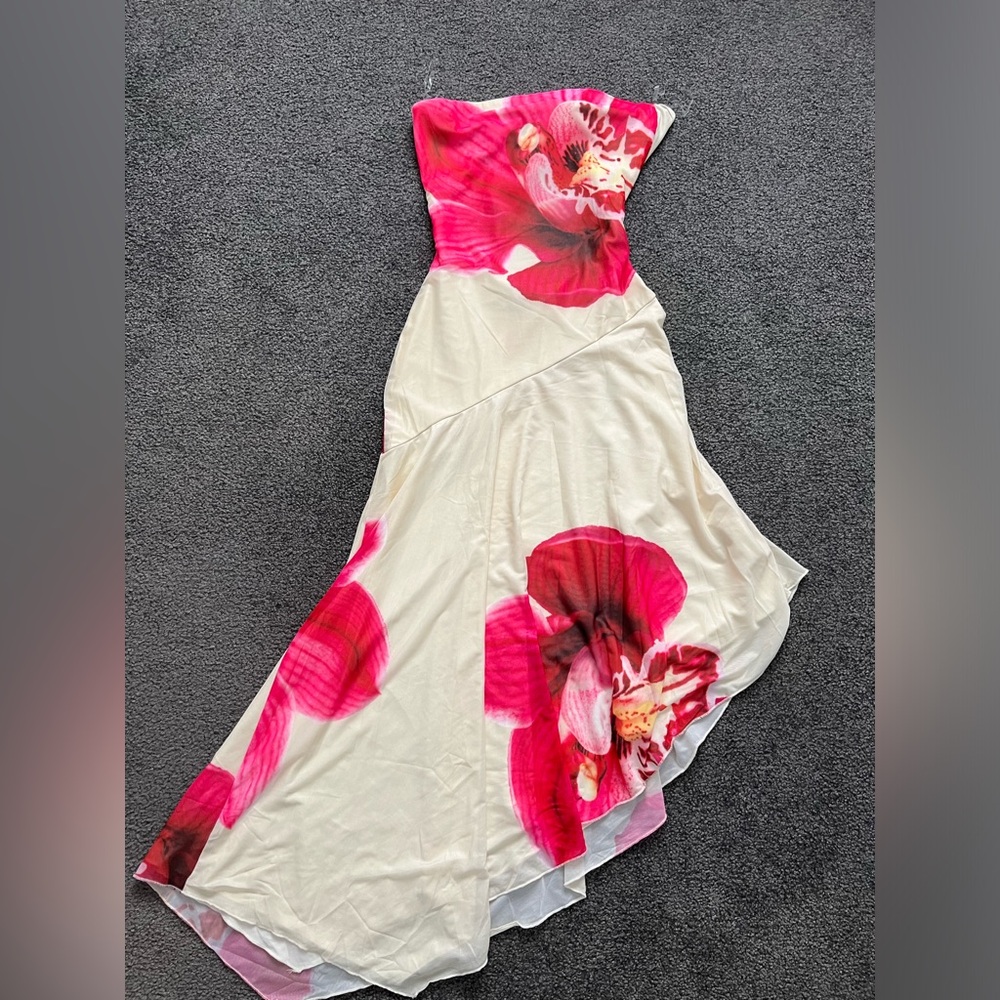 Peppermayo Asymmetrical Dress in Pink and Cream